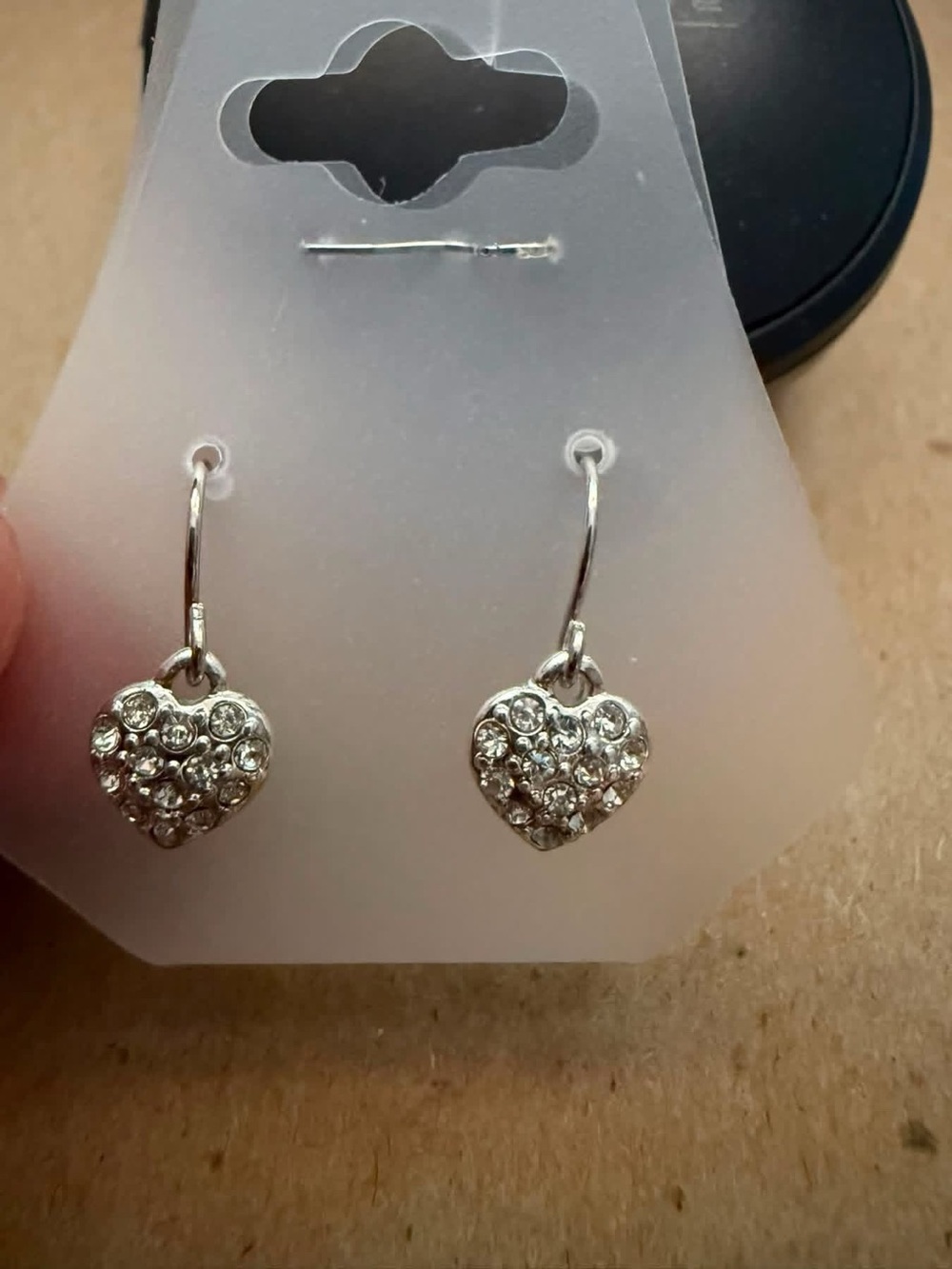 Crystal Heart Drop Earrings - Silver Sparkle